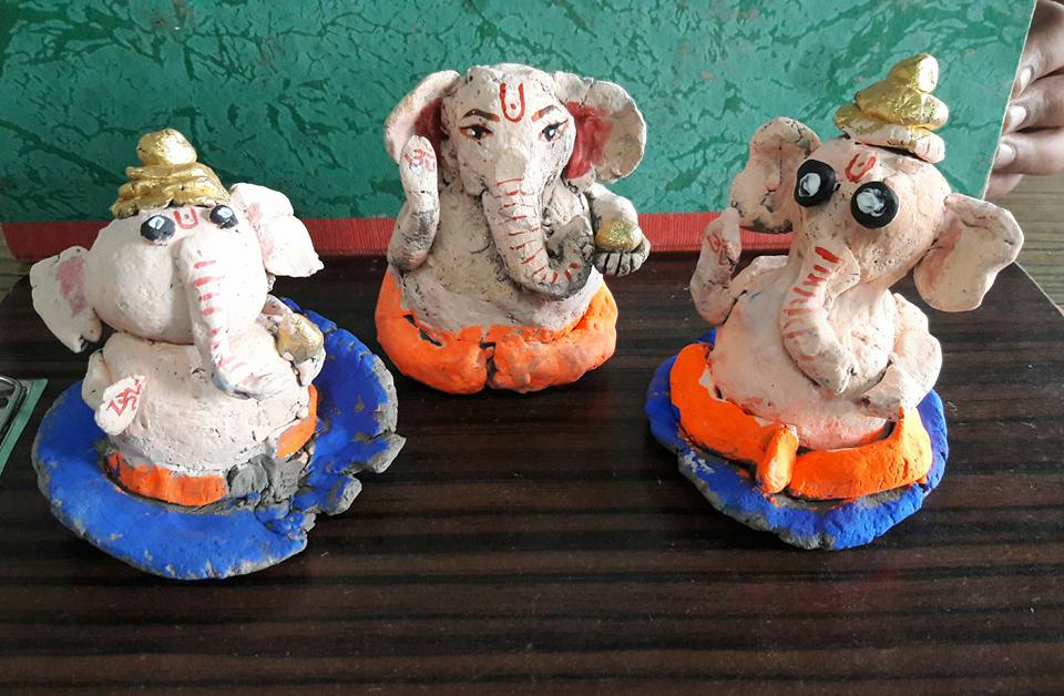 Colouring of Ganesh Idol done by NKVS (EM) students.